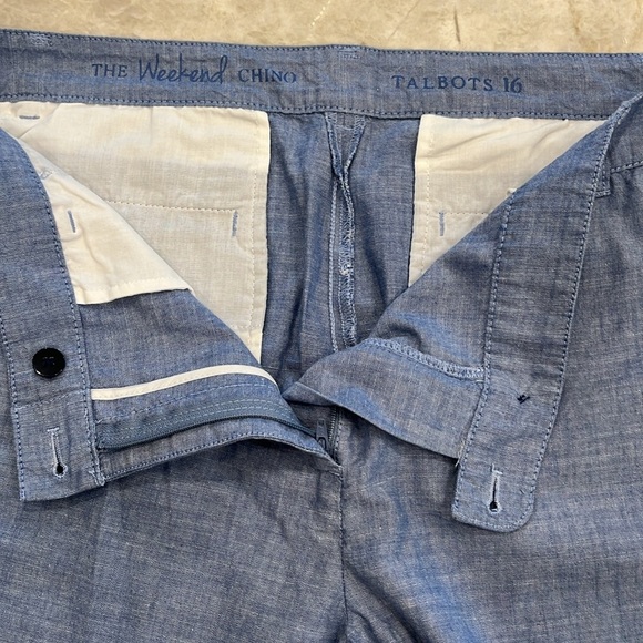 Talbots Weekend Chinos Chambray Blue Lightweight Summer Pants Size 16 - Picture 7 of 14
